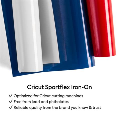 Cricut SportFlex Iron-On 30x60cm (White); Thin and lightweight to stretch and flex on active wear; Made for tech fabrics like polyester and nylon; Features the Cricut StrongBond™ Guarantee* for long-lasting results that stick; Easy to weed and apply; use your household iron or Cricut EasyPress™